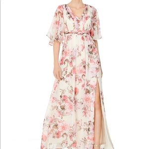 NWT Adrianna Papell Floral Print Chiffon Gown 6